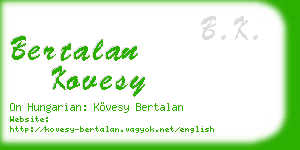 bertalan kovesy business card