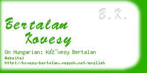 bertalan kovesy business card